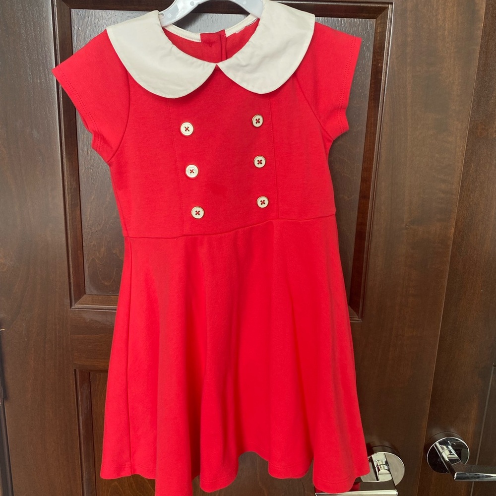 Janie and Jack Red A-Line Dress with Peter Pan Collar